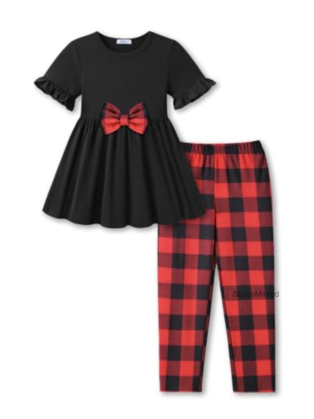 Girls 2 Piece Outfit Ruffled Top and Floral Leggings Set
